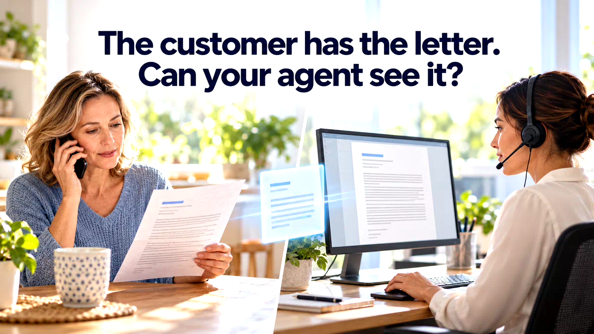 The customer is holding the letter. Can your agent see it?